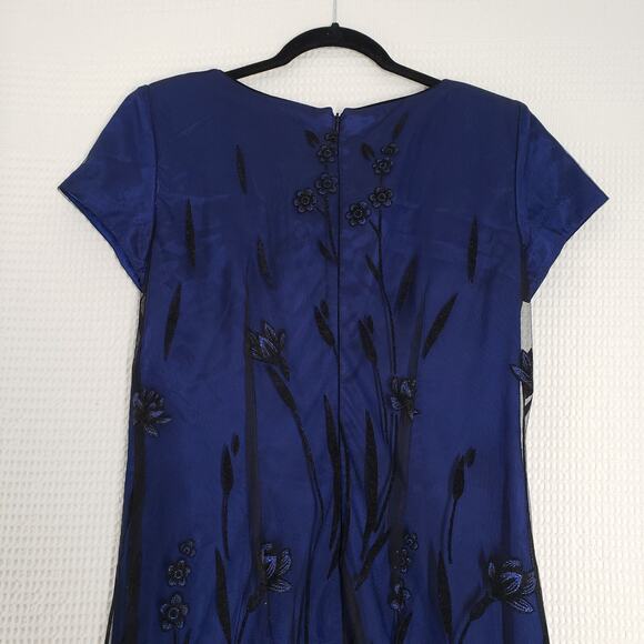 Vintage Virgo II Cocktail Dress Womens 6 Blue Velvet Burnout Sheer Goth Fairy - Picture 12 of 16